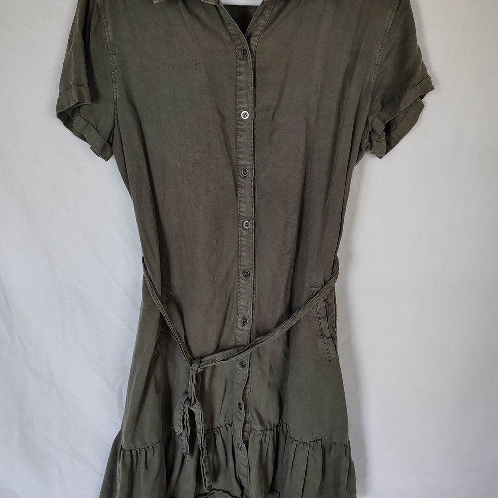 Olive Green Button-Up Dress